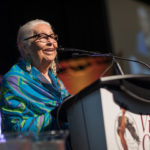 Vision Quest Elder, Mae Louise Campbell addressing the conference